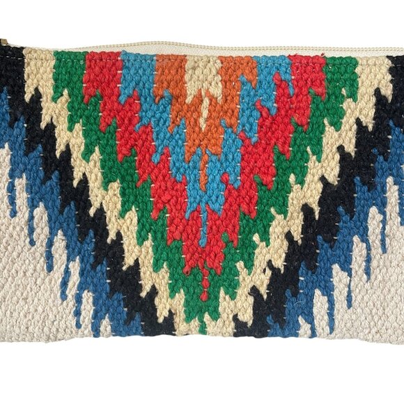Panache Apparel Clutch Bag NWB Bright Tribal Knit Zip Wristlet Boho Festival - Picture 5 of 9